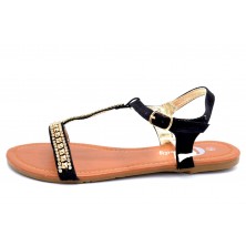 Deity 3812bi negro | Sandalia plana para chica
