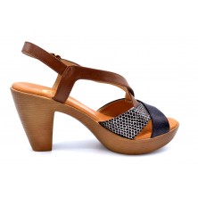 Deity 6136bz marrón negro | Sandalia con tacón y plataforma