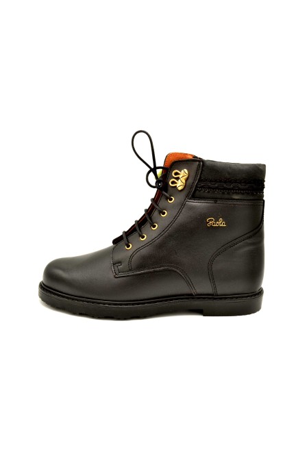 Paola 99510 Negro | Bota infantil y juvenil de piel para niña con cordones