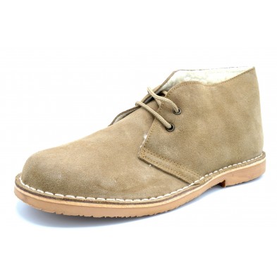 Bota Pisamierdas Unisex Piel Serraje con borreguillo color arena