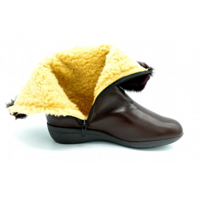 Drucker Calzapedic bota de piel con abrigo, color marrón