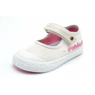 Pablosky 961300 Lino Glitter Blanco - Zapatilla de lona con plantilla extraible