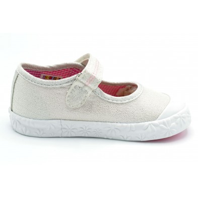 Pablosky 961300 Lino Glitter Blanco - Zapatilla de lona con plantilla extraible