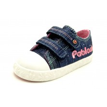 Pablosky 961620 Canvas Navy Glitter - Zapatilla de lona con plantilla de piel extraible