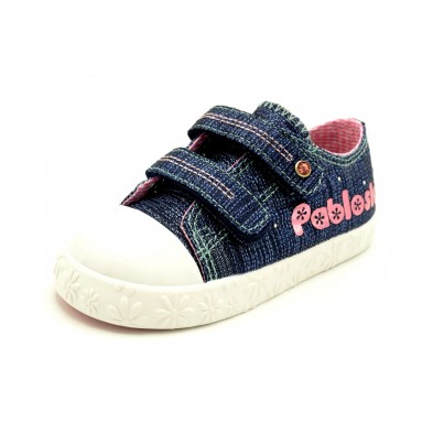 Pablosky 961620 Canvas Navy Glitter - Zapatilla de lona con plantilla de piel extraible