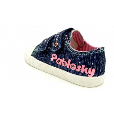 Pablosky 961620 Canvas Navy Glitter - Zapatilla de lona con plantilla de piel extraible