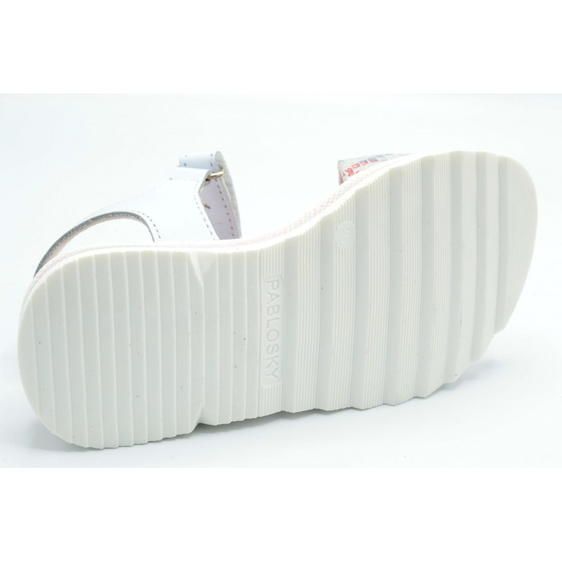 Pablosky 477500 Olimpo blanco - Sandalia de piel para niña - Hecha en España
