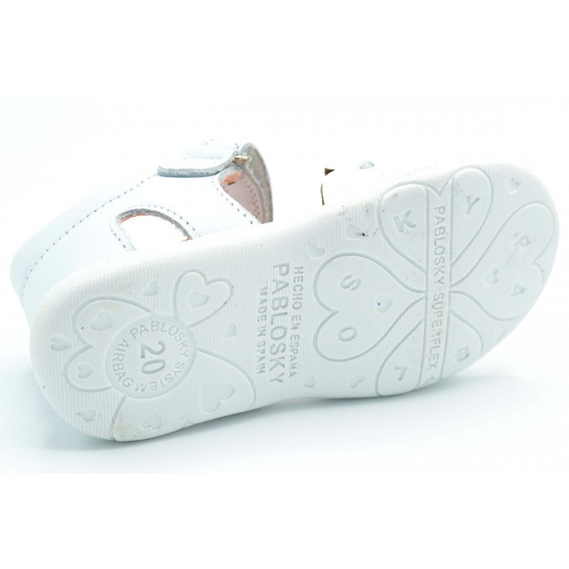 Pablosky 073300 blanco - Sandalia de piel para niña primeros pasos