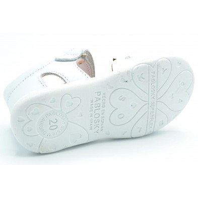Pablosky 073300 blanco - Sandalia de piel para niña primeros pasos