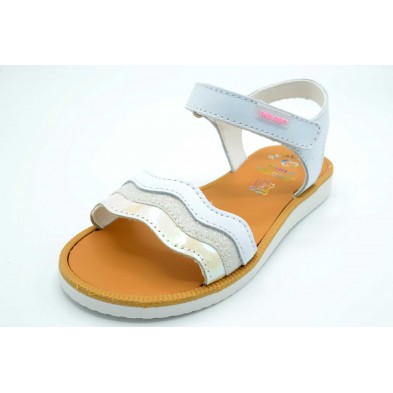 Pablosky 462500 Blanco/rosa - Sandalia de piel para niña