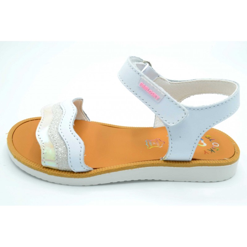 Pablosky 462500 Blanco/rosa - Sandalia de piel para niña