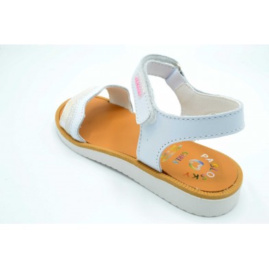 Pablosky 462500 Blanco/rosa - Sandalia de piel para niña