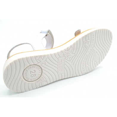 Pablosky 462500 Blanco/rosa - Sandalia de piel para niña