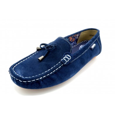 Sweden Kle Claudiky Navy - Mocasín de piel para mujer