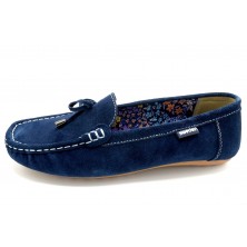 Sweden Kle Claudiky Navy - Mocasín de piel para mujer