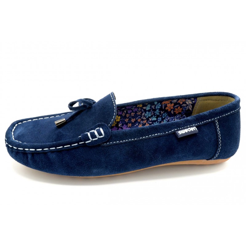 Sweden Kle Claudiky Navy - Mocasín de piel para mujer