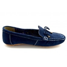 Sweden Kle Claudiky Navy - Mocasín de piel para mujer