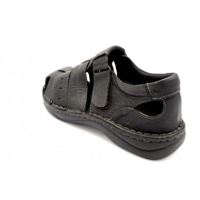LGZ Q1763 Negro - Sandalia de piel para hombre