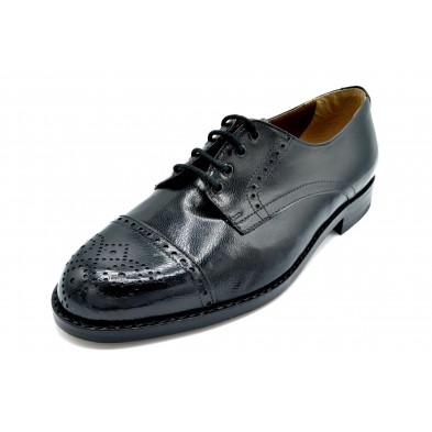 Paco Cantos 1489 negro - Zapato de piel con suela de cuero