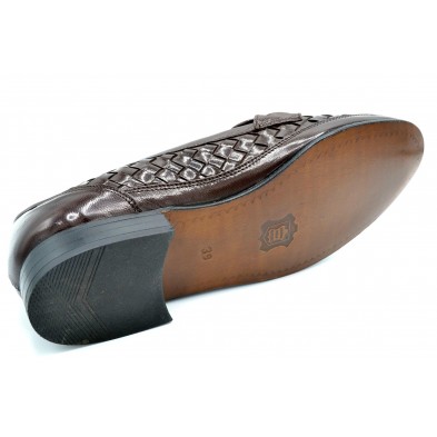 Paco Cantos 1519 níger - Mocasín trenzado de piel