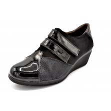 Popcorn 2075G Negro - Zapato de velcro con cuña