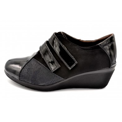 Popcorn 2075G Negro - Zapato de velcro con cuña