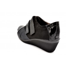 Popcorn 2075G Negro - Zapato de velcro con cuña