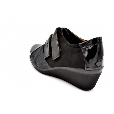 Popcorn 2075G Negro - Zapato de velcro con cuña