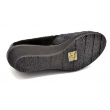 Popcorn 2075G Negro - Zapato de velcro con cuña