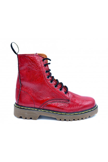 LGZ Bota militar Roja - Bota charol cordones