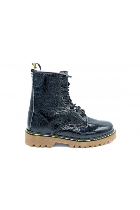LGZ Bota militar Negra - Bota charol cordones