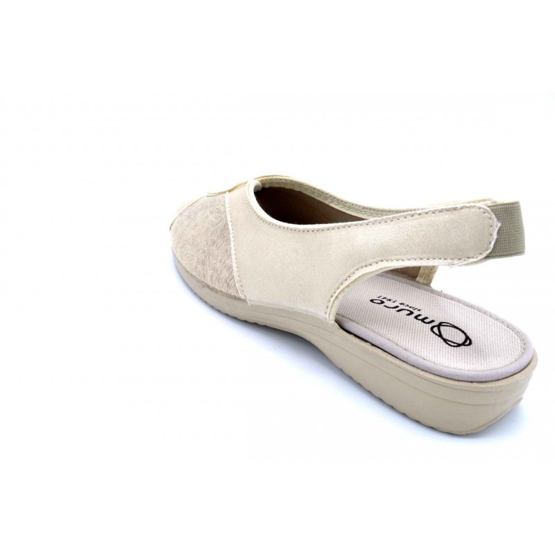 Muro 825 beige | Sandalia de lona | Lateral elástico