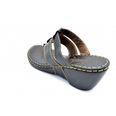 Dorking 3859 Negro | Sandalia de piel con cuña