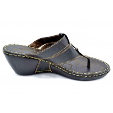 Dorking 3859 Negro | Sandalia de piel con cuña